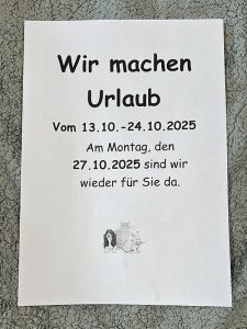 Urlaub oktober 2025