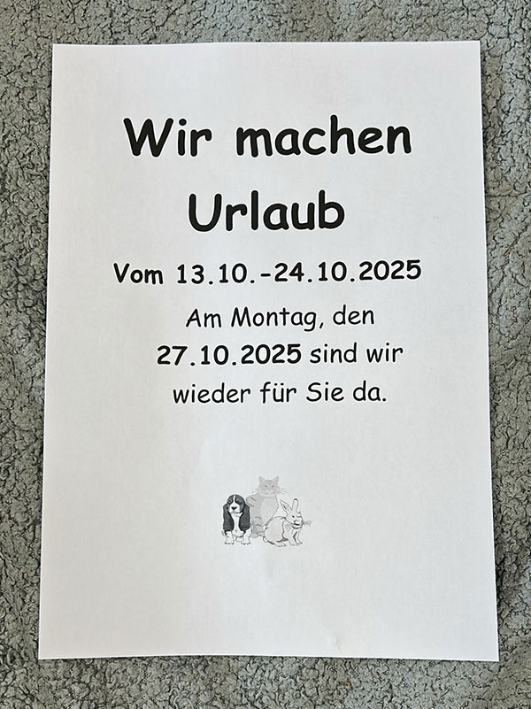 Urlaub Oktober 2025